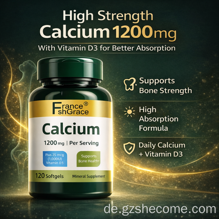 Shecome Calcium Softgels Vitamin D3 Unterstützung der Knochengesundheit